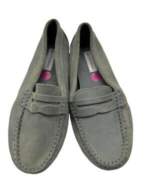 Saks Fifth Avenue Women's Suede Penny Loafers Flats Blue Green Size 8 B